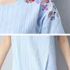 Vår sommar casual nationella kvinnor skjorta kortärmad broderi blommig bomull linne lösa blusar d857 30 210521