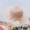 Summer baby girls travel caps cute kids lace bowknot sunblock straw hat children princess Sun Shade lovely beach hats S1044