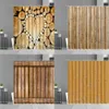 Shower Curtains Bamboo Wood Grain Printing Shower Curtain Waterproof Cloth Curtains Bathroom Screen Retro Style Home Decor Wall Cloths Tapestry R230831