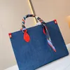 Borsa per mamma di qualità singola Borsa per la spesa artigianale in denim di grandi dimensioni Borsa per donna con stampe di lettere Borsa a tracolla lunga