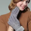 Cinq doigts gants mode hiver femelle chaude mittens mittens doubles épaisses en peluche féminine tactile conduite