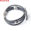 WOJIAER Vintage Hero Badge Super Spider Bracelets Men Multilayer Leather Wristband Men's Gift Jewelry Cowhide Bracelet BC007