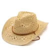 Strohhut Handgemachtes Papier Sommer Herren Damen Cowboyhut Western Cowboy Cowgirl Hollow Out Sun Beach Cap2091839