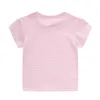 Atlama Metre Yaz Tees Bebek Kızlar Için Tops Pamuk Mouse Nakış Çiçek Çocuklar T Shirt Sevimli Şerit Yürüyor Gömlek 210529