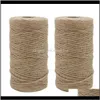 Fil Vêtements Tissu Vêtements Drop Delivery 2021 2Pcs X 333 Pieds 2Mm 3Ply Paquet De Jute Attaché Avec De La Ficelle Brun Naturel Enroulement Jardin Cadeau Artisanat