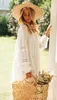 Caftan Cover-Ups Sexy Hollow Out Summer Beach Robe Blanc Coton Tunique Femmes Plus Taille Porter Maillot De Bain Cover Up A770 210420