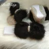 First Walkers Black Hair Beautiful Fur Winter Baby Girl Bling Briades Nursery Room Designer Embellished Rhinestones Handmade Crib Shoes