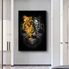 Animais Arte Gold Black Lion Pinturas em fotos de lona para sala de estar Decor Wall Art Canvas Pôsteres Impressões Home Cuadros