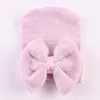 Hair Accessories Born Baby Hat Toddler Warm Hats Cotton Striped Caps Soft Pink White Boys Girls Bow Beanies For 0-6M