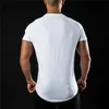 Fitness solide entraînement Tee Top Gym hommes coton respirant sport à manches courtes T-shirt été marque de mode O-cou Slim Fit T-shirt 210421