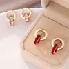 Crystal Diamond Stud Earrings Rose Gold Fashion Titanium Steel Double Wound Roman Numerals Studs Earring for Women Gift Jewelry Never Fade H1027