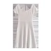 Sexy Club Off Shoulder Short Sleeve Bodycon Dress Women White Knitted Sweater Mini Woman Dresses Robe Femme 210531