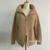 Syiwidii ​​vintage de malha cardigan harajuku suéteres para mulheres outono moda duplo zíper jaqueta de grandes dimensões bege casacos 210922