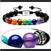 Yoga Handmade 7 Chakra Albero della vita Fascino Pietre laviche Perline multicolori Bracciale in corda Donna Uomo Braccialetti D0U4F Fili di perline Otgu2