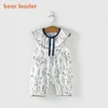 Bear Leader Summer Flowers Vêtements Toddler Baby Floral Print Rompers Infant Girls Ruffles Collar Bodys born Clothing 0-2Y 210708