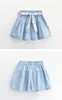 3-12yrs babyflickor jeans shorts sommar barn kläder blommig denim för flicka barn casual bomull jean pant 210429