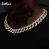 Collier de rappeur glacé Miami pour hommes et femmes, couleur or argent scintillant, chaîne à maillons cubains Hip Hop, bijoux