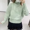 Women Fashion Soft Touch Loose Knitted Sweater High Neck Long Sleeve Female Pullovers Chic Tops 210420