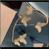Jewelrypretty Diamond 3D Butterfly Ear Fashion Luxury Designer Cuff Earrings For Woman Girls Gold Gift Box Drop Delivery 2021 5Tqn7