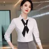 Chiffon Professional Shirt Women Long Sleev Spring Slim Temperament Gray Blouses Office Ladies Formal Work Tops White 210604