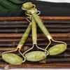 100% Grade A green Jade Roller Facial Face Neck Slimming Massager guasha gua sha kits weld metal noise free zinc alloy frame