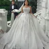 Gorgeous Princess Ball Gown Wedding Dresses Sweetheart Crystal Sequins Sleeveless Bridal Gowns Illusion Glitter Beading Bride Dress