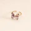 2021 Spinning fashion butterfly women's ring crystal open simple banquet wedding designed birthday gift to girl