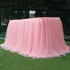 Tutu Tulle Table Skirt Elastic Mesh Tulle Tablecloth Tableware Dining Table Decoration For Wedding Party Home Textile Accessory 201007