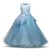 Girl039s Elbiseler Yaz Çiçek Prensesi Kız Tül Elbise Kısa Kollu Giysiler İçin Gençler Çocuklar Balo Elbisesi White3314336