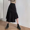 Rokken Caifish Fishtail Bodycon Asymmetriële Rok Hoog getailleerd Zwart Maxi Koreaanse Mode Streetwear Elegant Long QT1365