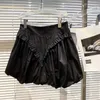 DEAT Spring Summer Fashion Casual V-formad veckad elastisk midjebubbla Shorts Knickerbockers Shorts Women SK817 210709