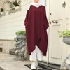 Kobiety Sukienka Moda Muzułmańska Jesień Elegancka Casual Lady Solid Color Pullover Z Długim Rękawem Loose 5XL Lugentolo Sukienki