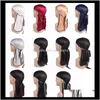 Beanie Skull Hats Caps Hats Scarves Gloves Drop Delivery 2021 Fashion Mens Satin Durags Bandanna Turban Wigs Men Silky Durag Headwear Head