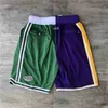 2021 Team Basketball Short Just Don Versão Floral Shorts Esportivos Hip Pop Pant Com Bolso Zíper Moletom Roxo Branco Preto Amarelo Masculino