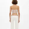 Dames Camis Backless Lace Strapless Cami Top Modieuze Holle White Crop Top Sexy Backless Top Herfst P241 210616