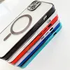 MAGSAFE Kaplama Kare Çerçeve TPU Şeffaf Kılıflar iPhone 13 12 11 Pro Max Mini X XR 7 8 Artı SE2020 Elektrolizle Temizle Arka Kapak