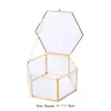 Sacchetti per gioielli, borse Hexagon Clear Glass Box Braccialetti per fedi nuziali Porta orecchini 11 * 11 * 8 cm