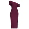 Kvinnor sexig designer vin röd bandage klänning knä längd kväll kändis fest vestido 210527
