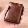 Genuine Leather Wallet 2021 Fashion Men's Anti Theft Male Business Card Holder Man Money Bag Purse Zipper Wallet