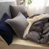 Solsticeソリッドカラー寝具セット布団カバーピローケースとベッドシート掛け布団カバーベッドクイーンキングサイズマルチカラー210706