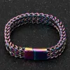 12MM Double Row Chain Men's Bracelets 6 Color Stainless Steel 2021 Man Bracelet Arrival Handles With Magnet Clasp 18/20/22CM
