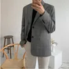 IEFB /men's wear plaid print suit coat Korean trendy casual autumn streetwear handsome big size single breasted blazers 9Y4081 210524