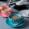 INS Northern Europe Matte Chrysanthemum Petal Coffee Cup Saucer Set Cafe Family Afternoon Scented Tea Teacup Milk Breakfast Mug