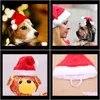 Apparel Supplies Garden Drop Leverans 2021 Husdjur Mössor Merry Christmas Decorations Home Cap Xmas Små plysch Santa för Pet Dog Cat Hat Glad