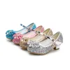 Bambini principessa sandali bambini ragazze vestito da sposa scarpe da bowtie oro rosa blu argento piatto