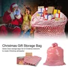 Weihnachtsdekorationen Große bedruckte Leinen Süßigkeiten Tasche Glückliches Jahr 2021 Verpackung Geschenk mit Tag Rot Weiß Streifen Thrifty