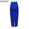 Beaukey Blue Mid Calf Pencil Salia Bandagem Long Bodycon Mulheres elásticas da saia dividida por atacado XL Red Women Skirts China 2103331