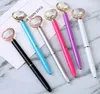 Creative Big Crystal Heart-Shaped Diamond Ballpoint Pens Fashion School Office Supplies Design Gem Metal Ball Pen Student Gift