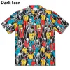 Черепки полные напечатанные стрит-рубашки мужчины летние рубашки с короткими рукавами для мужчин Гавайские рубашки человека топ 210603