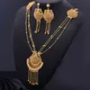 Дубай Индия Эфиопские ювелирные изделия набор для женщин Nacklace Серьги Ювелирные изделия Хабеша Девушка Золотая кисточка Африканский Свадебные Устанавливает лучший подарок